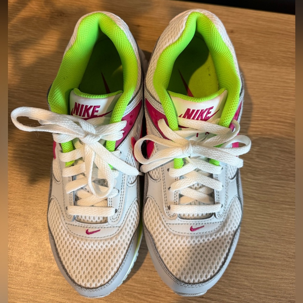 Nike Air Max Sneakers White Gray Neon Green Pink Women’s Size 8 - Picture 5 of 7